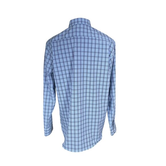 Haggar Men's Blue Plaid Classic Fit Long Sleeve Button Front Shirt 16 16.5 - Picture 6 of 8